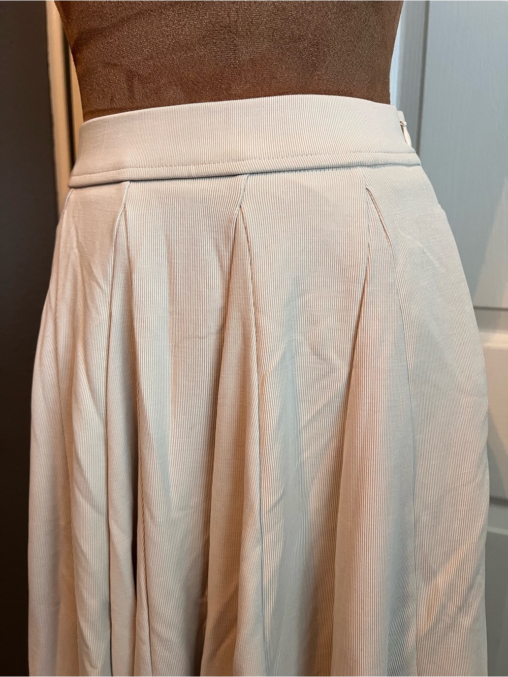 OGL Cream A-Line Pleated Midi Skirt - Picture 3 of 7